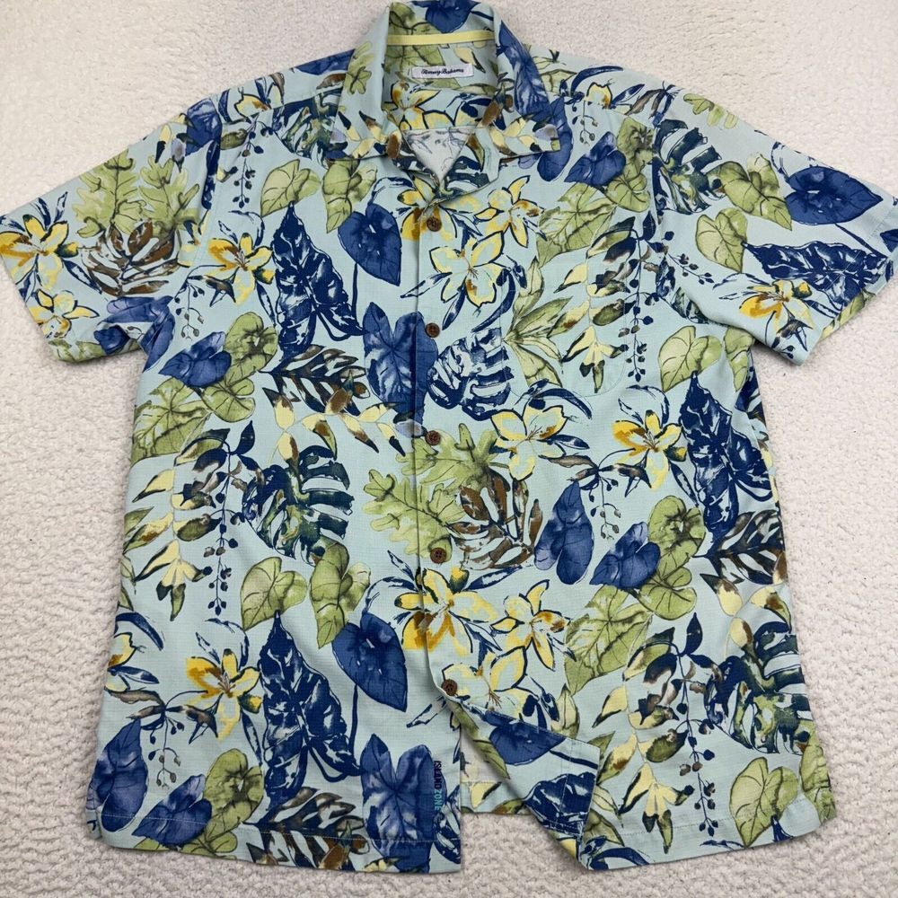 Tommy Bahama Hawaiian‎ Shirt Men Large Islandzone Silk Blend Floral Tropical